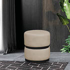 Puff Decorativo Luxo Para Sala Kiev Preto Assento Veludo Bege