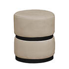 Puff Decorativo Luxo Para Sala Kiev Preto Assento Veludo Bege