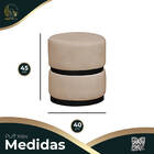 Puff Decorativo Luxo Para Sala Kiev Preto Assento Veludo Bege