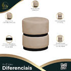 Puff Decorativo Luxo Para Sala Kiev Preto Assento Veludo Bege