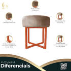 Puff Decorativo Madrid Luxo Bronze Assento Suede Capuccino -