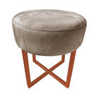 Puff Decorativo Madrid Luxo Bronze Assento Suede Capuccino -