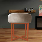 Puff Decorativo Madrid Luxo Bronze Assento Suede Capuccino -