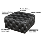 Puff Decorativo Manhattan 100x100 Couro Preto G34 - Gran Belo