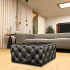 Puff Decorativo Manhattan 100x100 Couro Preto G34 - Gran Belo