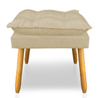 Puff Decorativo Opala Linho Dourado Pés Palito Dal Poz Estofa