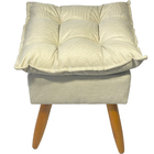 Puff Decorativo Para Área Gourmet Alice Suede Bege Pé Castanh