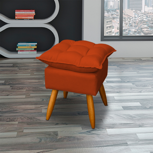 Puff Decorativo Para Área Gourmet Alice Suede Terracota Pé Ca
