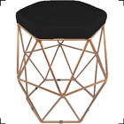 Puff Decorativo Para Penteadeira Hexagonal Aramado Base Bronz