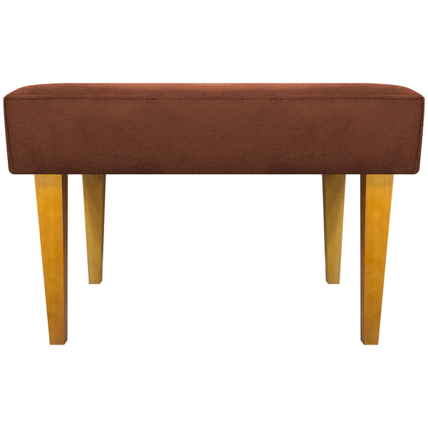 Puff Decorativo Para Sala Charme Suede Bordô Pé Castanho - Cl