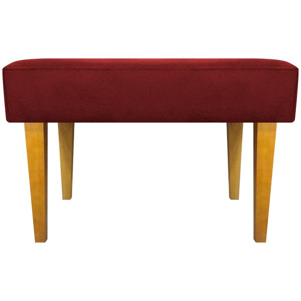 Puff Decorativo Para Sala Charme Suede Vermelho Pé Castanho -