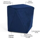 Puff Decorativo Para Sala De Estar Ametista D02 Veludo Azul O