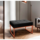 Puff Decorativo Para Sala E Quarto Paris Veludo Preto Base Br