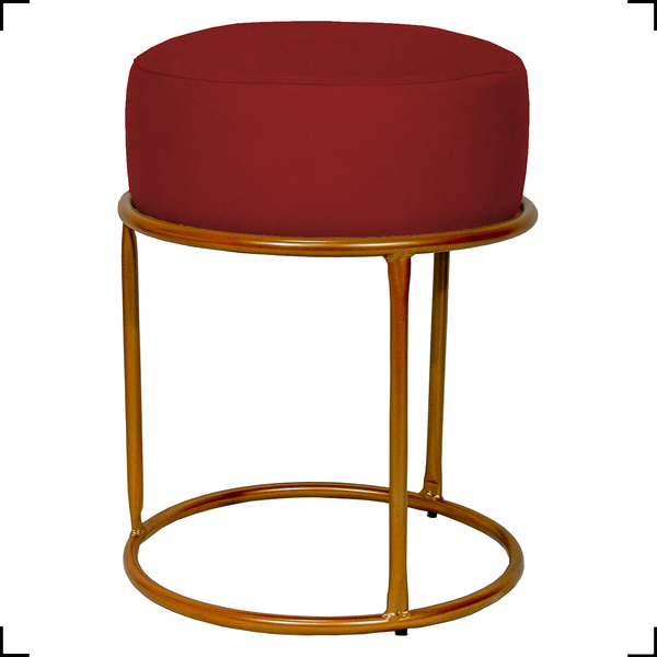 Puff Decorativo Para Sala Luxe Base Cobre Suede Bordô - Cliqu