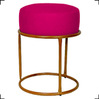 Puff Decorativo Para Sala Luxe Base Cobre Suede Pink - Clique