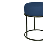 Puff Decorativo Para Sala Luxe Base Preta Suede Azul Marinho