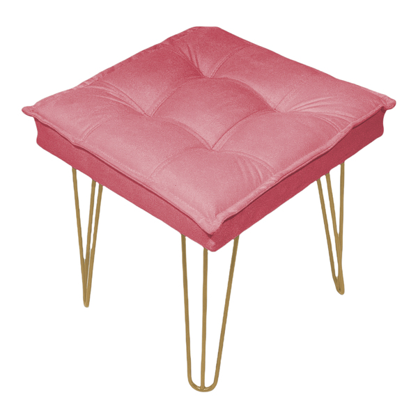 Puff Decorativo Para Sala, Quarto, Penteadeira Quadrado Suede