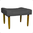 Puff Decorativo Para Sala Requinte Suede Cinza Pé Castanho -