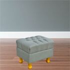 Puff Decorativo París Luis Xv L02 Capitone Linho Cinza Escuro