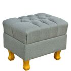 Puff Decorativo París Luis Xv L02 Capitone Linho Cinza Escuro