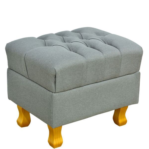 Puff Decorativo París Luis Xv L02 Capitone Linho Cinza Escuro