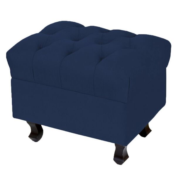 Puff Decorativo París Luis Xv L02 Capitone Suede Azul Marinho