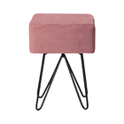 Puff Decorativo Pés Aço Preto Reji Veludo Rosa - Gran Belo