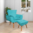 Puff Decorativo Pés Palito Charger Suede Azul Tiffany G19 - G