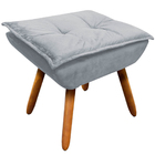 Puff Decorativo Pés Palito Charger Suede Cinza G19 - Gran Belo