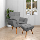 Puff Decorativo Pés Palito Charger Suede Grafite G19 - Gran B