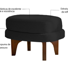 Puff Decorativo Preto Em Veludo Artêmio