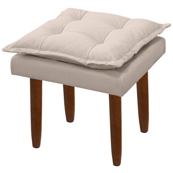 Puff Decorativo Quadrado Com Pés Palito Heloíse Veludo Bege
