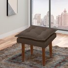 Puff Decorativo Quadrado Com Pés Palito Heloíse Veludo Marrom