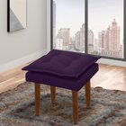Puff Decorativo Quadrado Com Pés Palito Heloíse Veludo Roxo