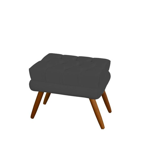 Puff Decorativo Quadrado Pés Palito Strass Amanda Suede Cinza