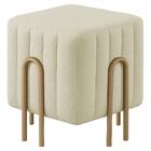 Puff Decorativo Realeza Linho Palha Metal Dourado