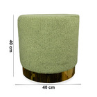 Puff Decorativo Redondo Base Dourada Lara Bouclê Verde 40 Cm