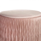Puff Decorativo Redondo Com Veludo Rosa Antigo Com Detalhe Do