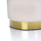 Puff Decorativo Redondo Em Bouclê Bege Com Detalhe Dourado Na