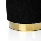 Puff Decorativo Redondo Em Bouclê Preto Com Detalhe Dourado N
