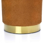 Puff Decorativo Redondo Em Bouclê Terracota Com Detalhe Doura