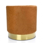 Puff Decorativo Redondo Em Bouclê Terracota Com Detalhe Doura