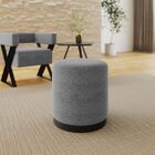 Puff Decorativo Redondo Estilo Industrial Orlando  Linho Cinza