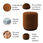 Puff Decorativo Redondo Estilo Industrial Orlando Bouclé Terr