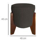 Puff Decorativo Redondo Itália Veludo Marrom Café Pé Madeira