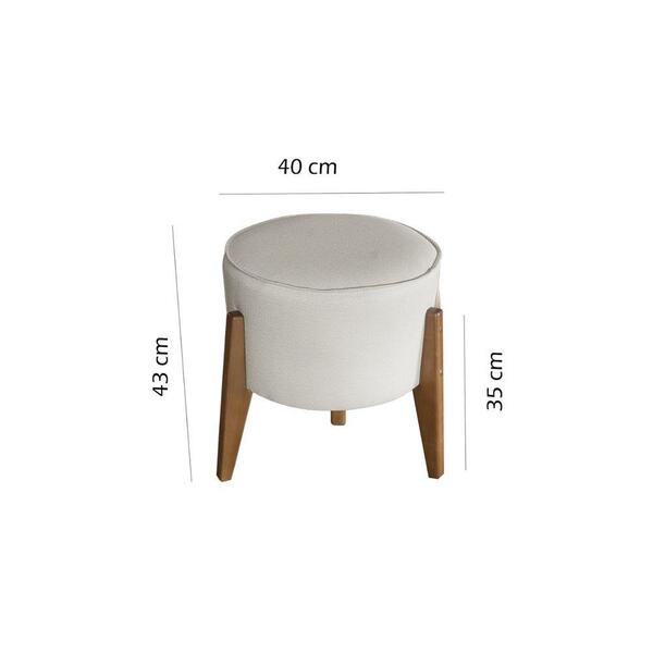 Puff Decorativo Redondo Linho Bege