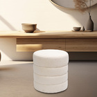 Puff Decorativo Redondo Mid Bouclé Off White - Nexta Casa