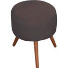 Puff Decorativo Redondo Milão Pés Palito Suede Cinza