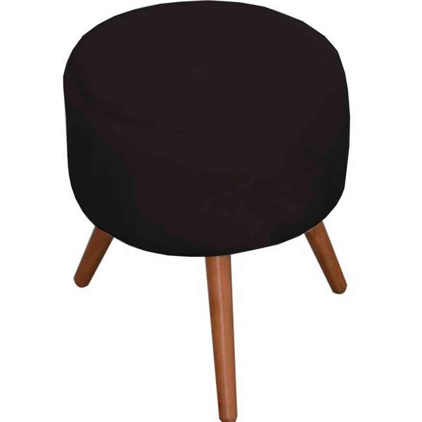 Puff Decorativo Redondo Milão Pés Palito Suede Preto