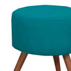 Puff Decorativo Redondo Milão Pés Palito Suede Turquesa